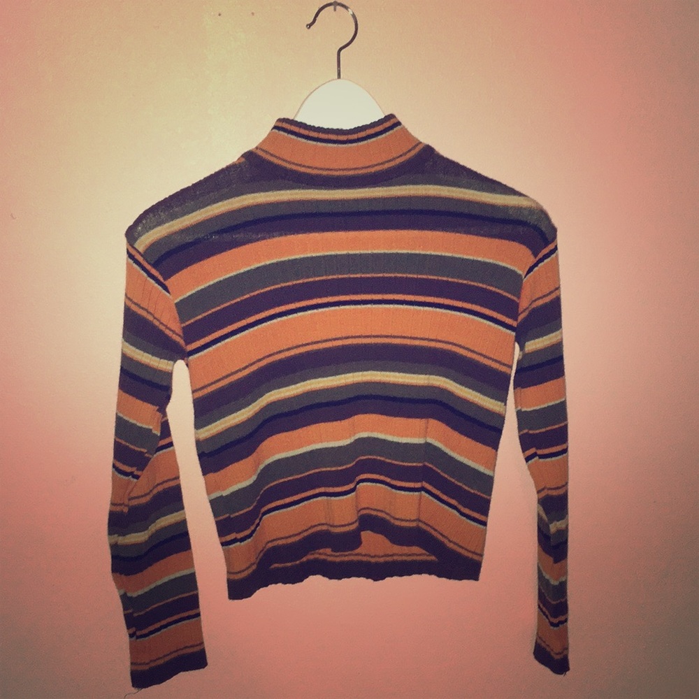 Striped Fall Colored Crop Top Sweater
